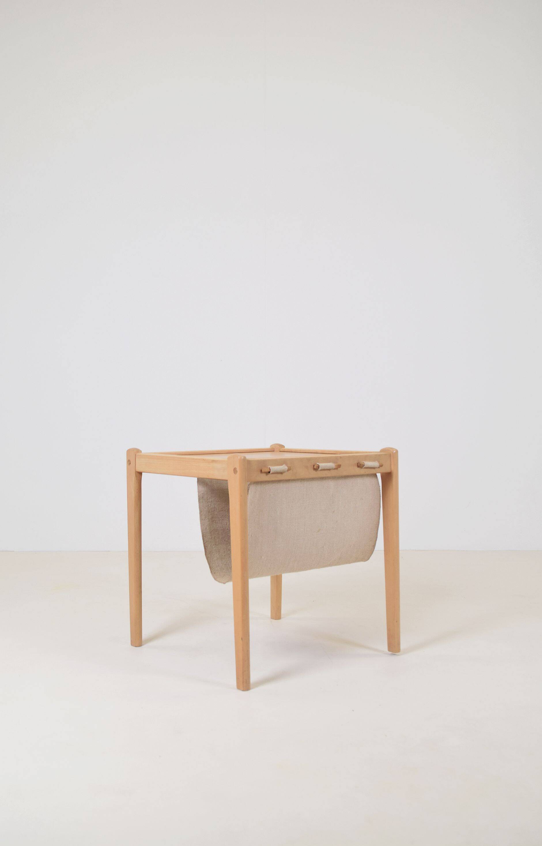 Danish side table with magazine holder by S.P. Jensen for BRDR Furbo