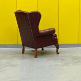 Burgundy leather vintage chesterfield wing chair