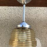 Hanging art deco glass yellow + alu vintage support