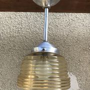 Suspension art deco verre moulé jaune  vintage