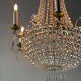 Lustre sac de perle en cristaux taillés vers 1900