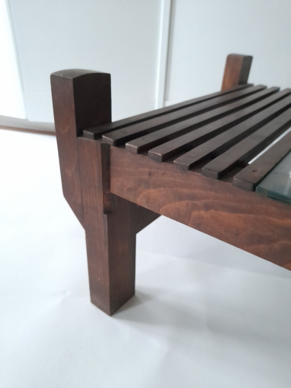 Table basse teck et verre années 60
