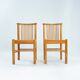 2 vintage chairs in pinewood with braided seat, 1970s