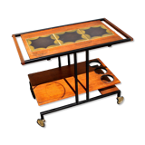 DESIGN BAR table on wheels Serving trolley ceramic metal and wood 1960-1970