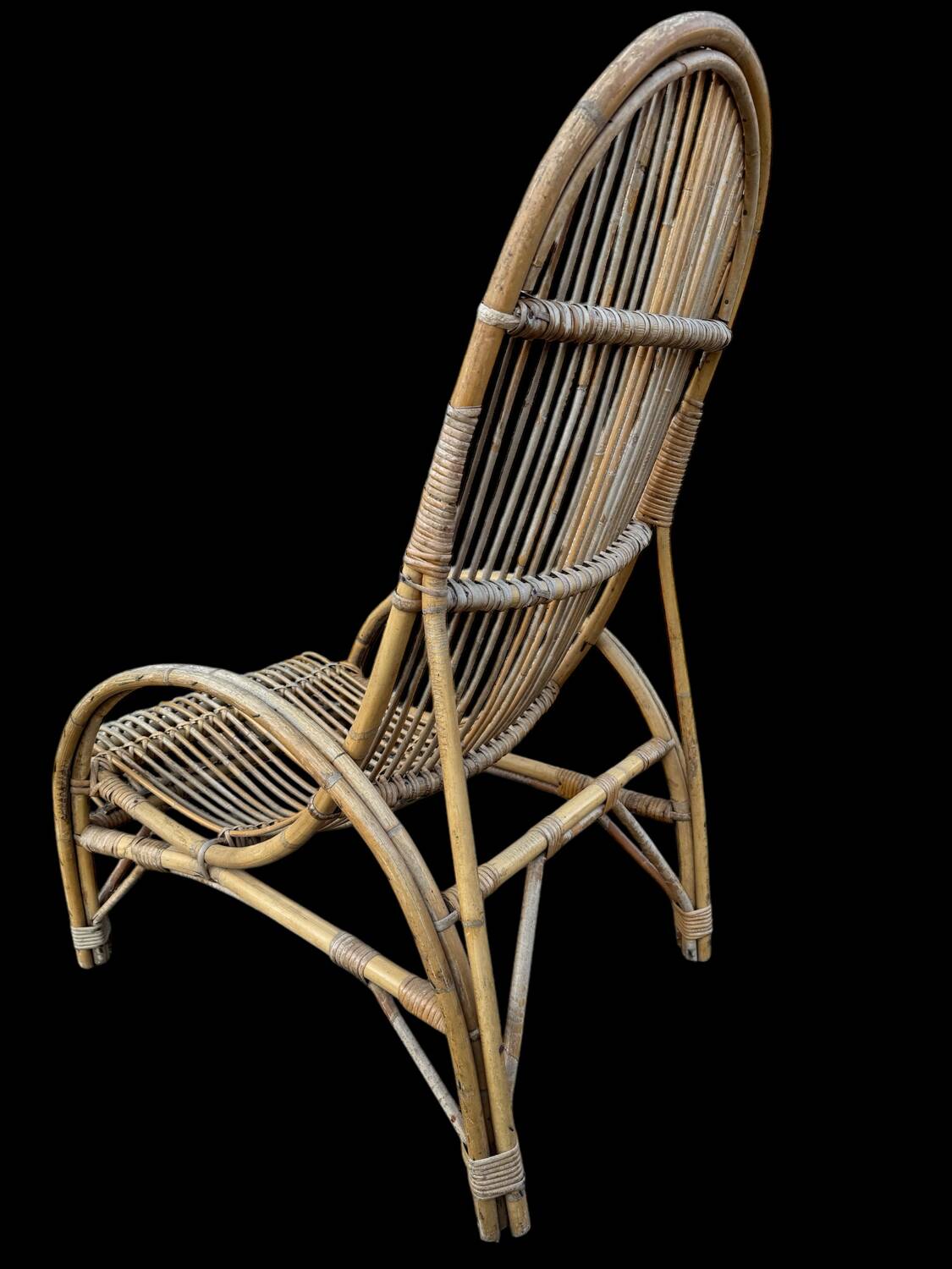 Huge pair of rattan armchairs from the 50s, South of France