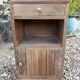 Petit meuble/chevet bois ancien et marbre rose