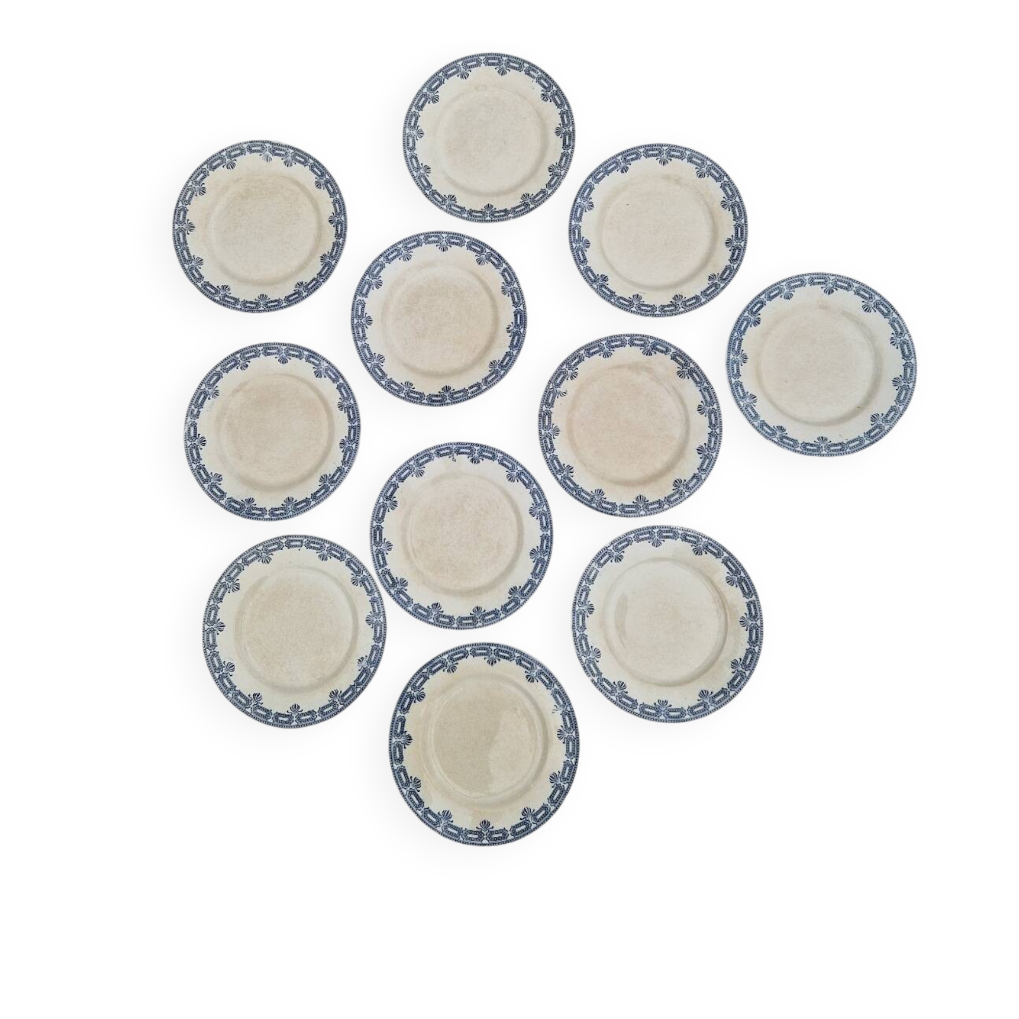 Set of 11 Dessert Plates Ter De Fer Salins Rivoli Model