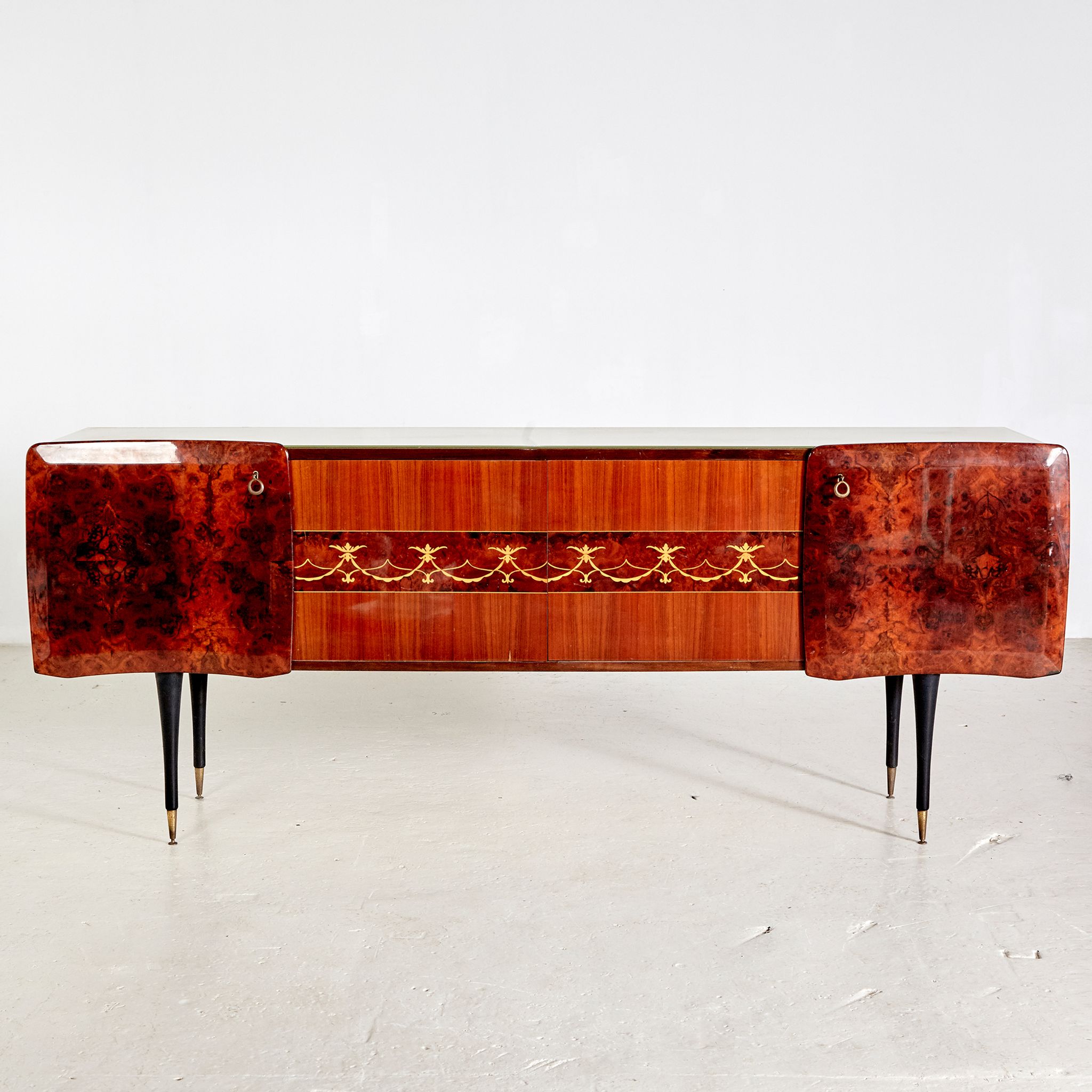 Italian walnut sideboard with mirror