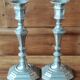 Pair of old silver metal candlesticks