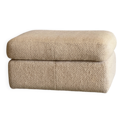 Pouf / Ottoman -  Grand pouf en tissu beige texturé