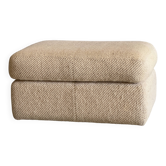 Pouf / Ottoman -  Grand pouf en tissu beige texturé
