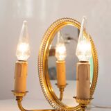 Pair of brass wall lights with mirror c. 1950