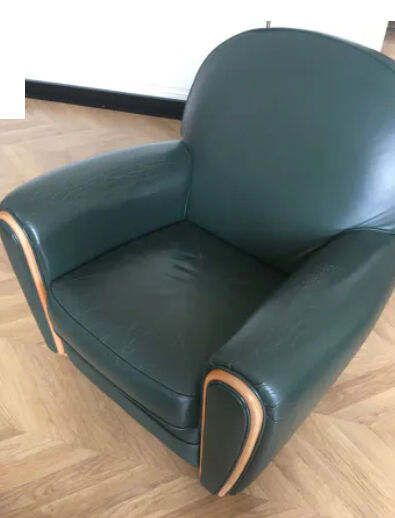 Fauteuil club cuir vert anglais