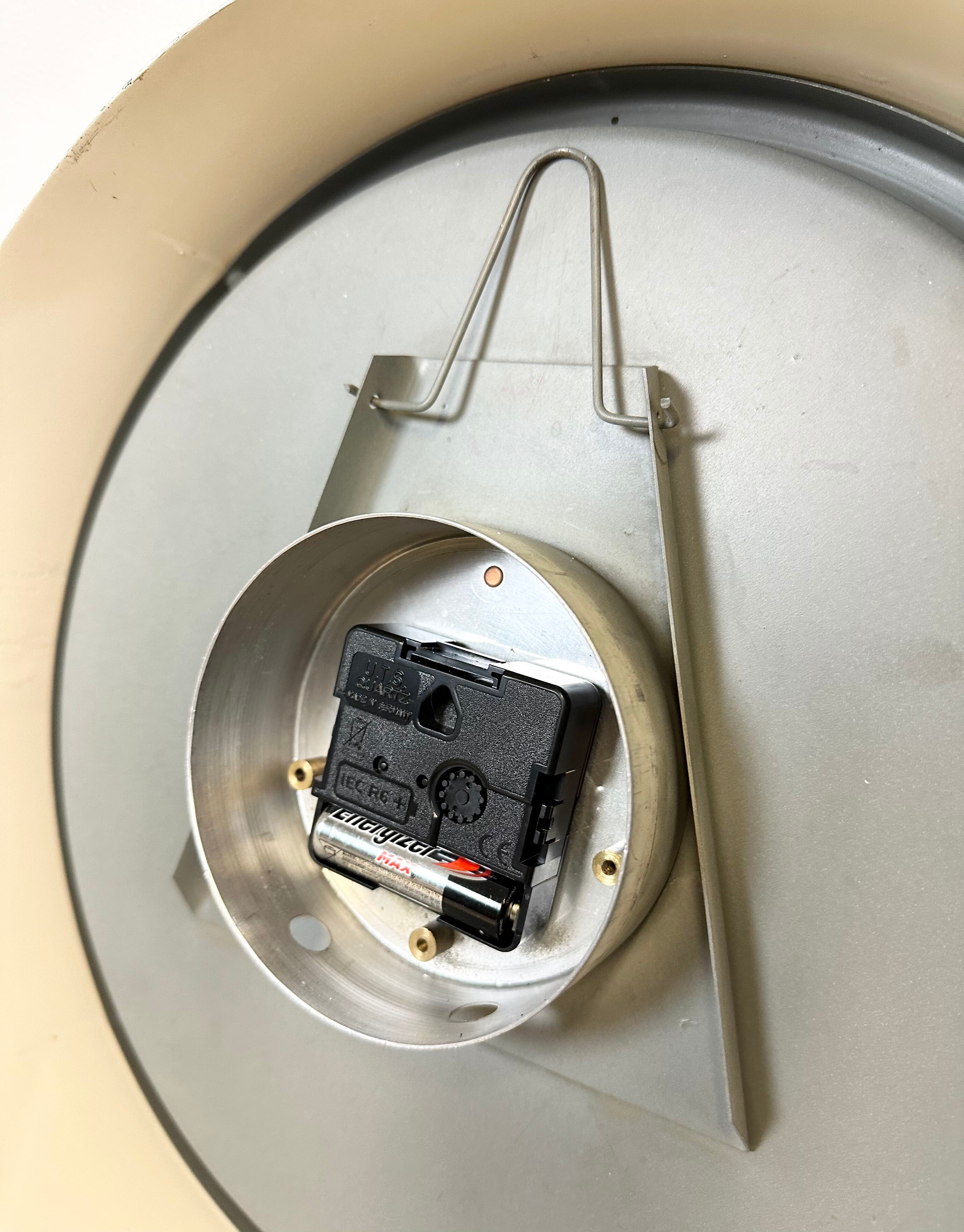 White industrial austrian factory wall clock from Schauer, 1960s