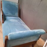 Meridienne in mahogany and blue velvet