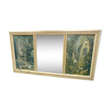 Beveled wall mirror with engravings 40s-50s