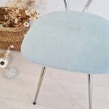 Old chrome metal and blue velvet chair