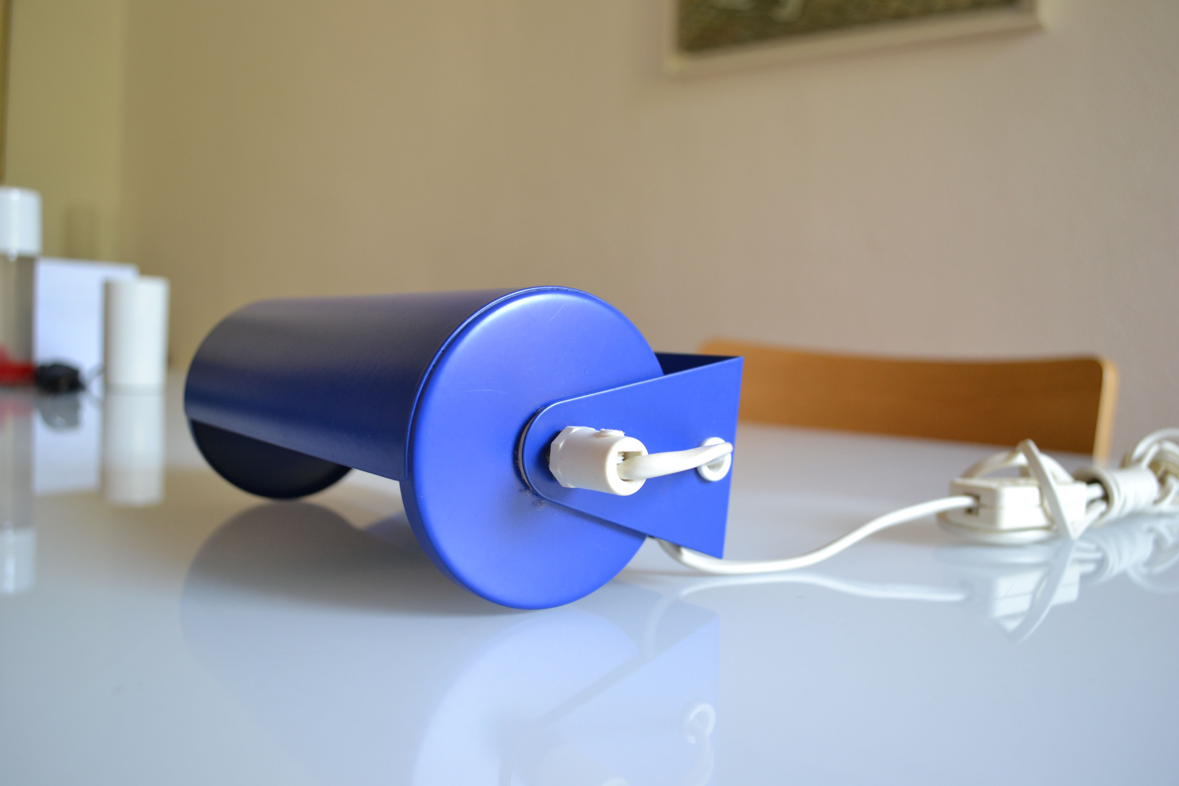 Tubular wall lamp vintage ikea years 80 blue