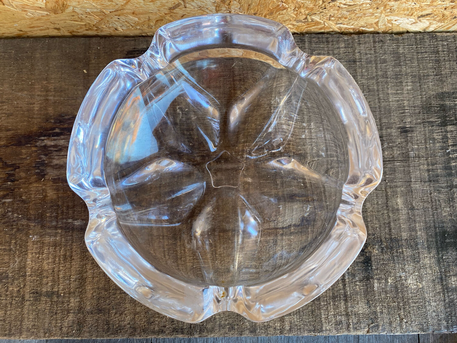 Vintage daum crystal petal shaped ashtray pocket video #d9