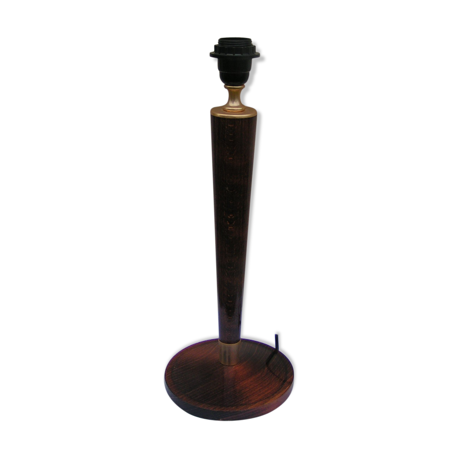 Old lum lamp foot mahogany and gold metal 1970