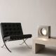 Minimalist design lamp in brushed metal – sculptural piece