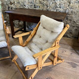 Pair of pine garden armchairs