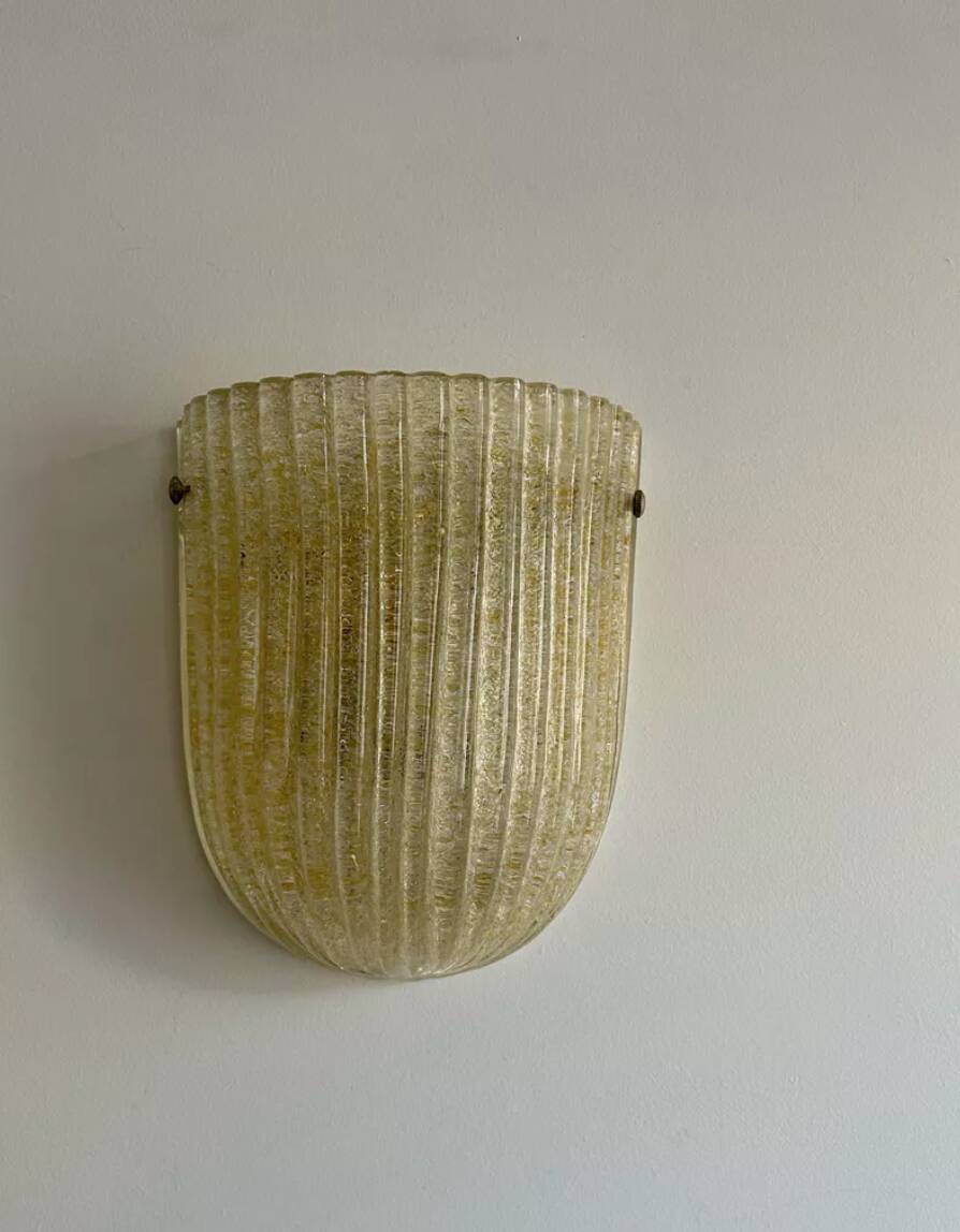 Pair of vintage murano wall lights, zonca italy 1970
