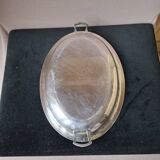 Oval silver-plated metal dish