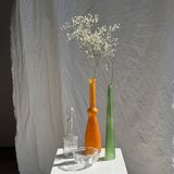Vase soliflore en verre orange vintage H34