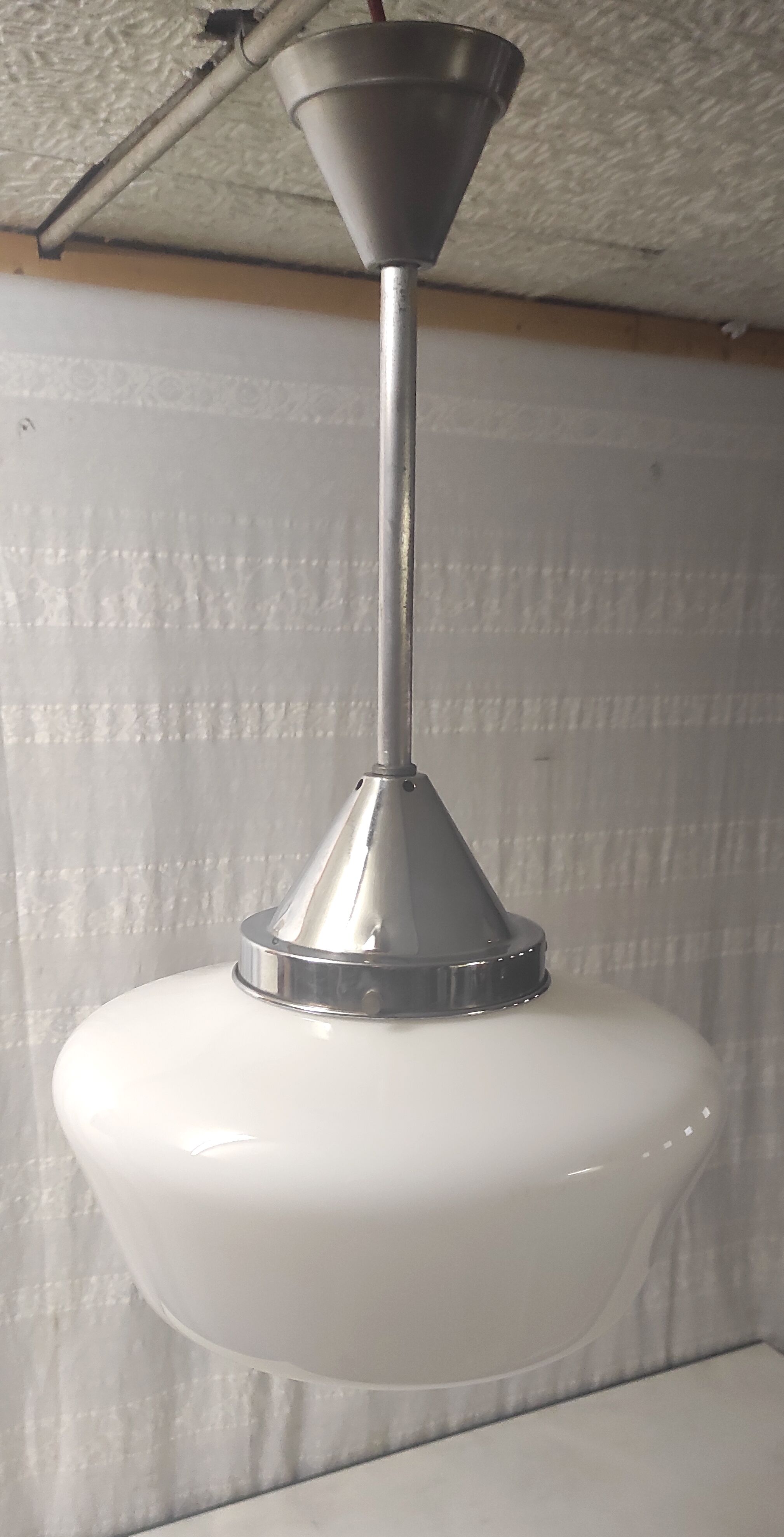 Industrial pendant lamp opaline Art Deco style – 50s/60s