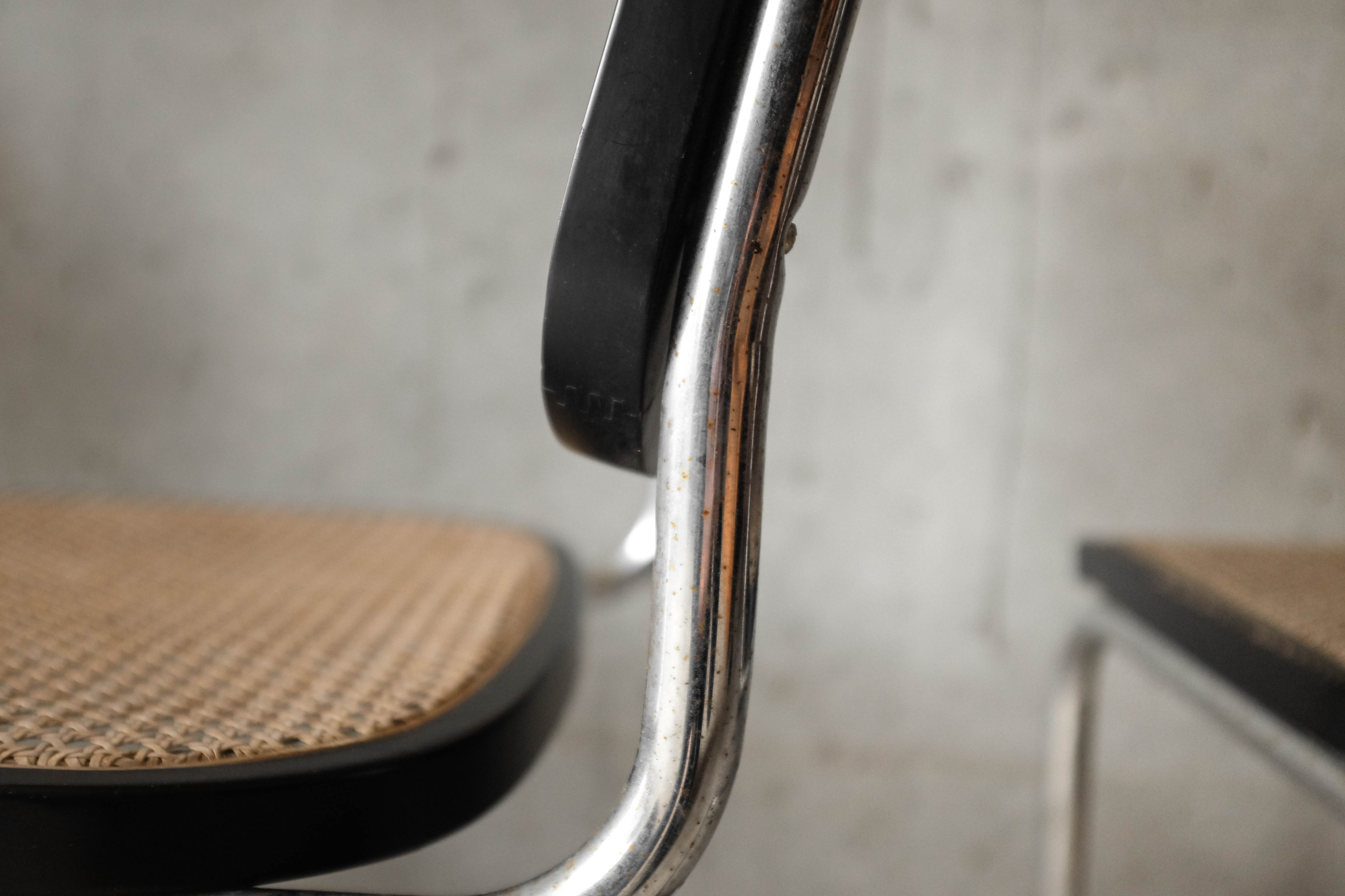 Set of 4 black cesca B32 chairs by Marcel Breuer