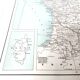 Old map of France in 1950, 43x43cm.