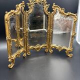 Miroir Triptyque, Bronze Doré, vers 1900.