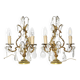 Pair of gilded bronze candelabra with three arms of light