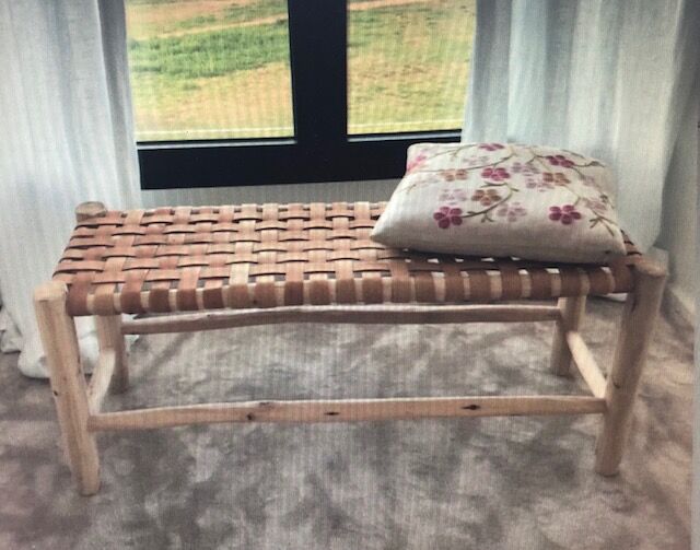 Wood and leather bench