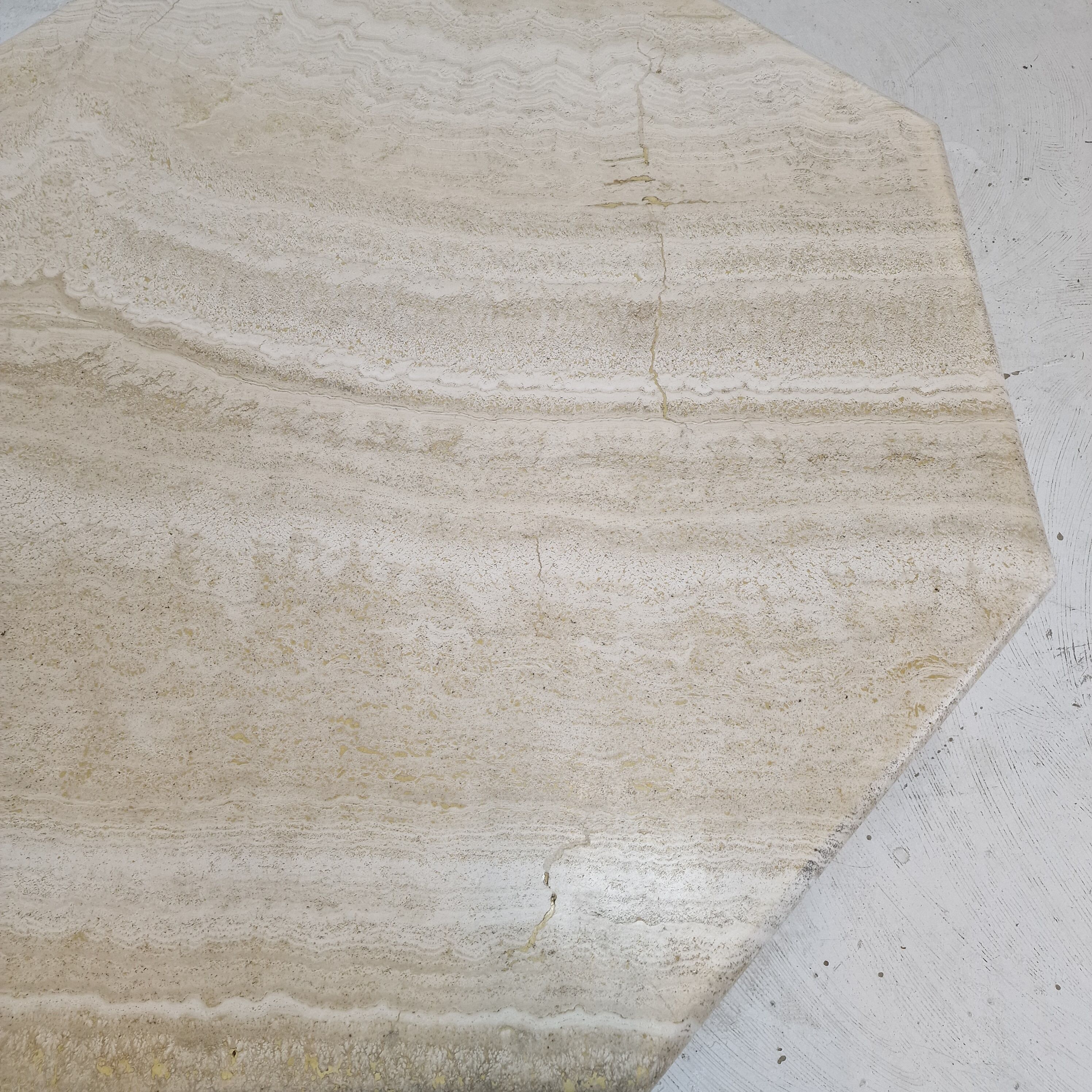 Italian octagon coffee table in travertine, 1980s