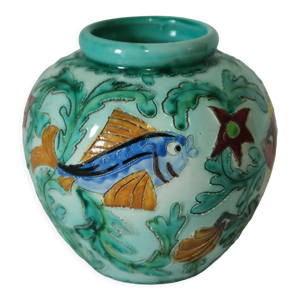 Vase boule décor faune et flore