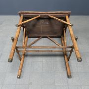 Bamboo side table with mirror top from France, 1940s