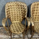 D'après "Le Corbusier" : paire de Fauteuils en rotin fabriqué à la main pour Pascal Raffier