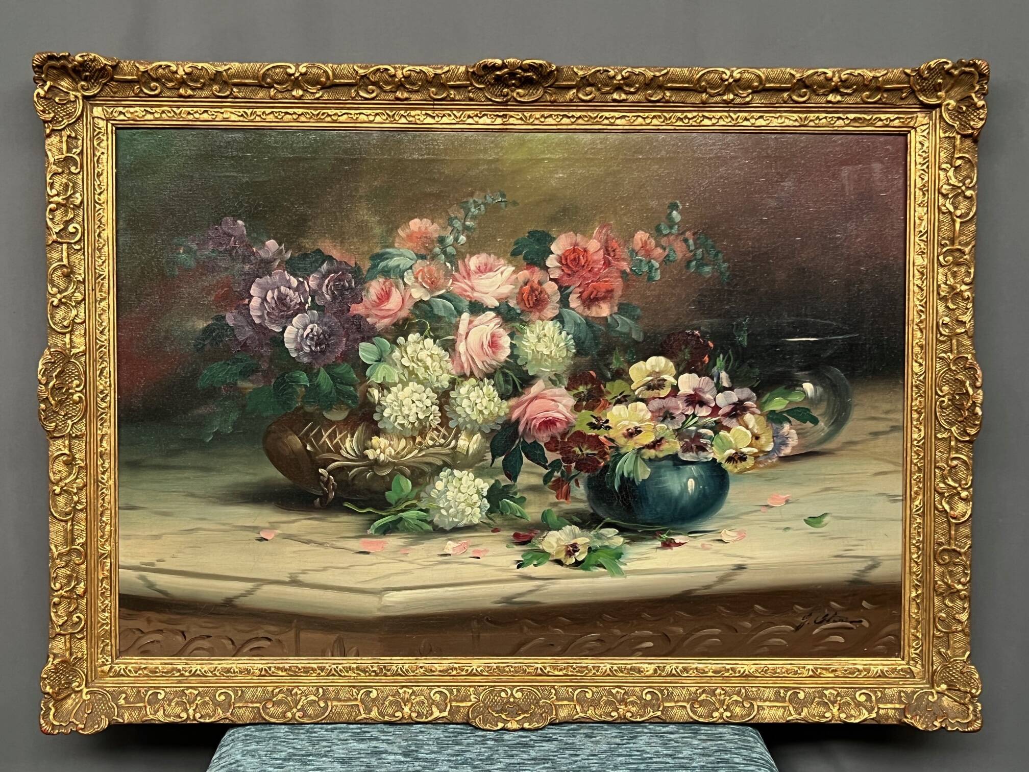 Antique still life with flowers