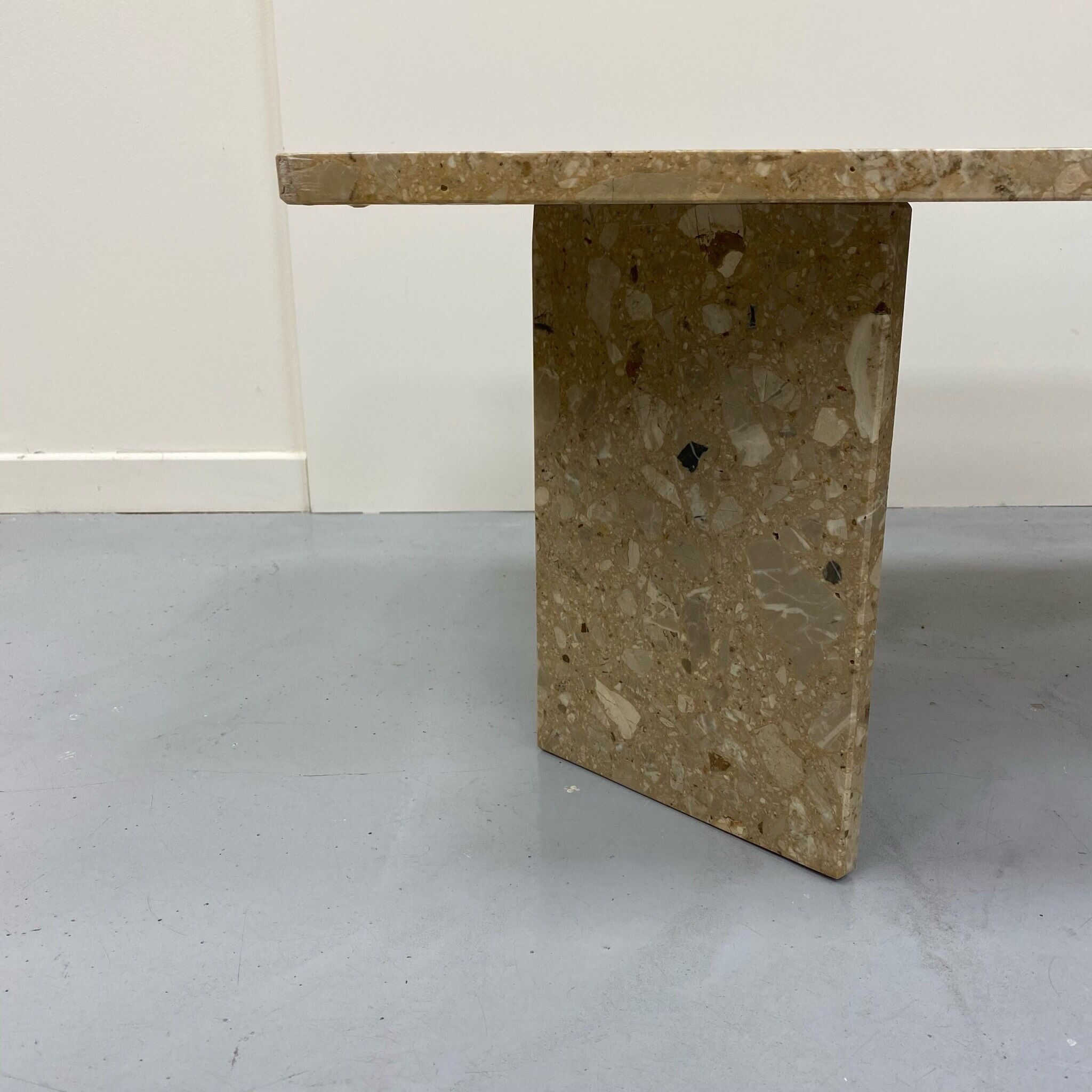 Fossil-bearing marble coffee table 70s