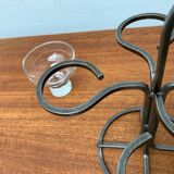 Danish metal and glass candlestick, 1960s