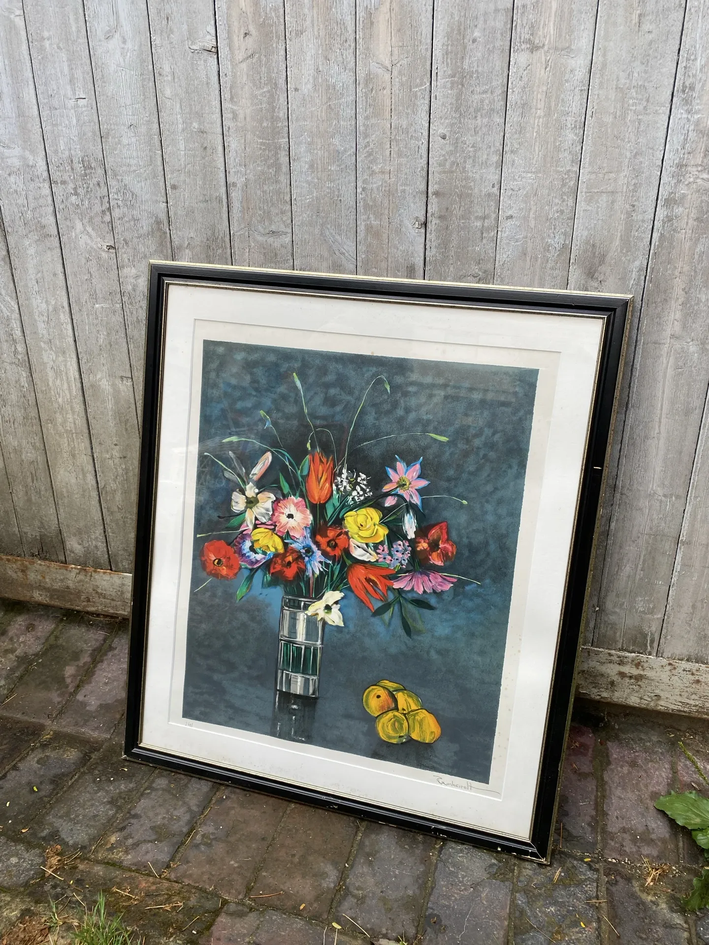Large signed vintage lithograph
