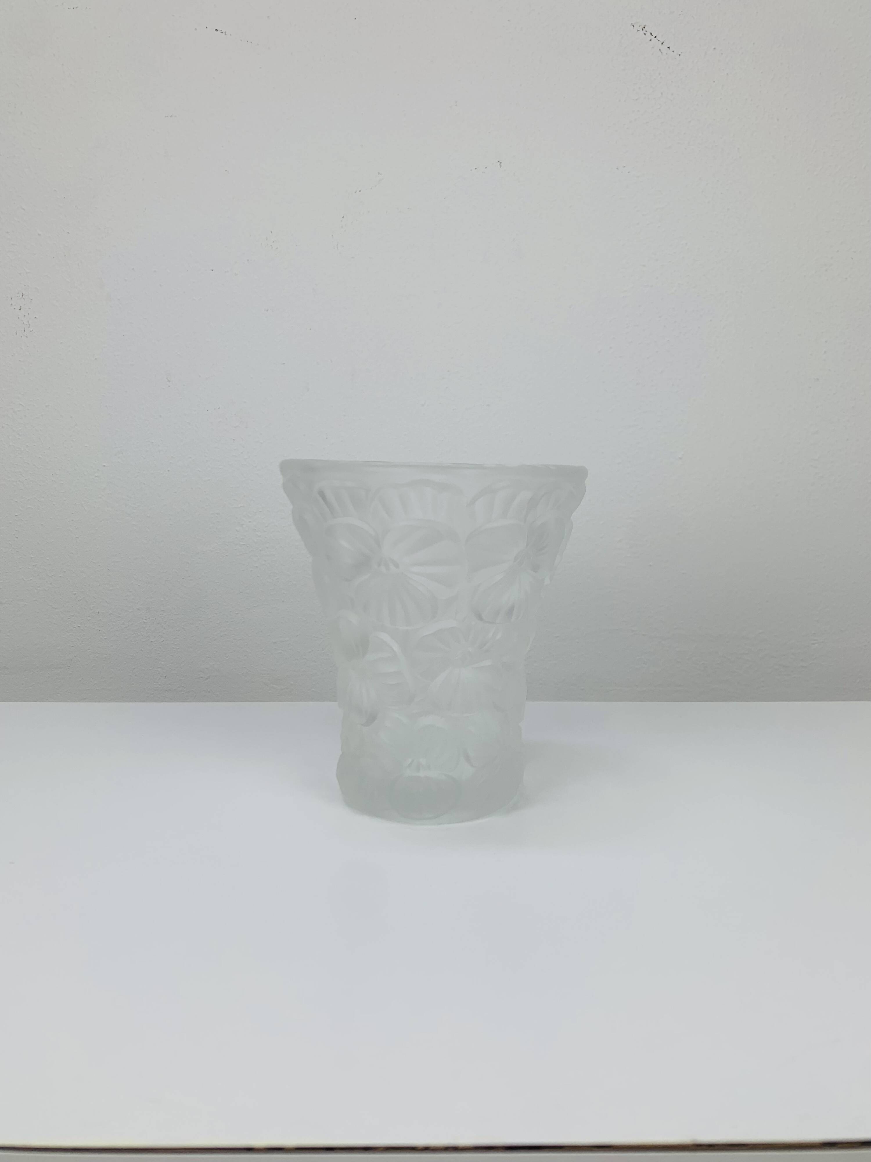 Vase "pansies" by Josef Inwald, molded pressed glass, art deco