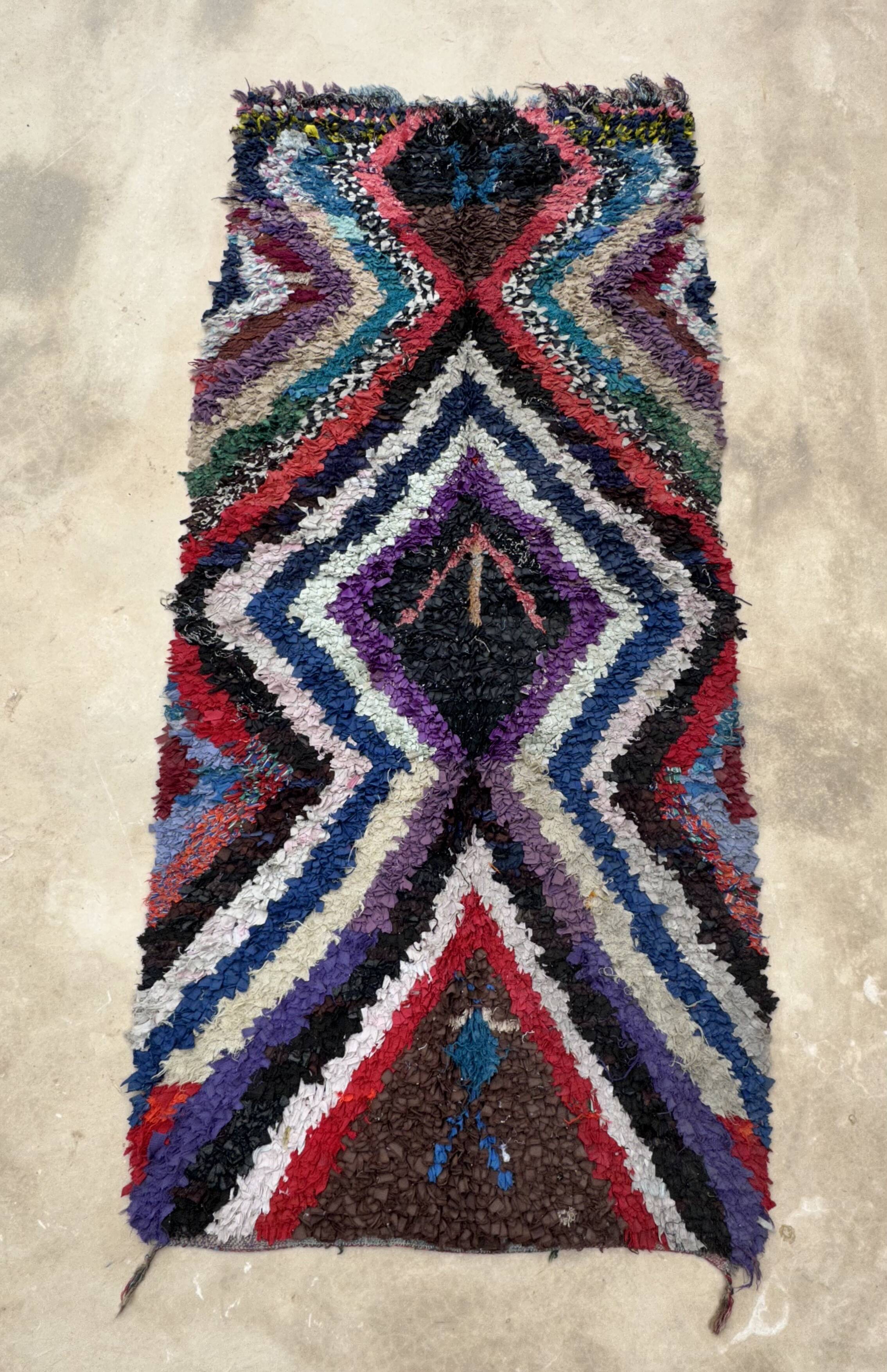 Colorful Boucherouite Moroccan rug - 107 x 244 cm