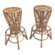 Pair of Postmodern Italian Round Bamboo Stools in the style of Agnoli