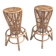 Pair of Postmodern Italian Round Bamboo Stools in the style of Agnoli