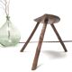 Brutalist tripod stool in solid wood half round