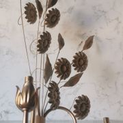 Wall lamp golden metal flowers