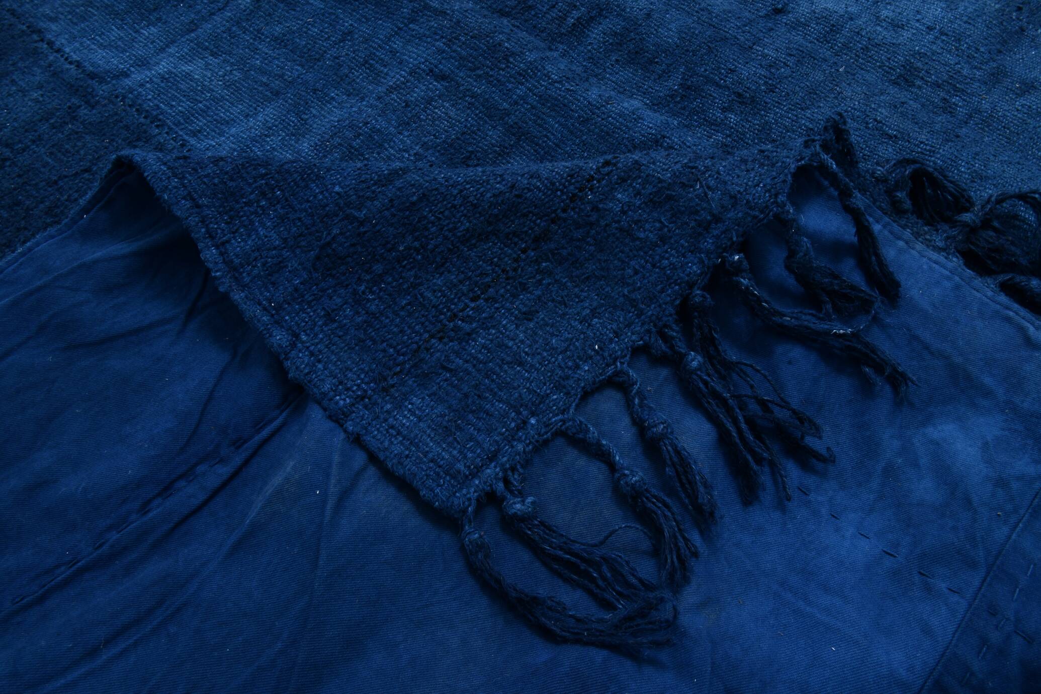 Contemporary Navy Blue Turkish Vintage Kilim Rug, 188x287Cm